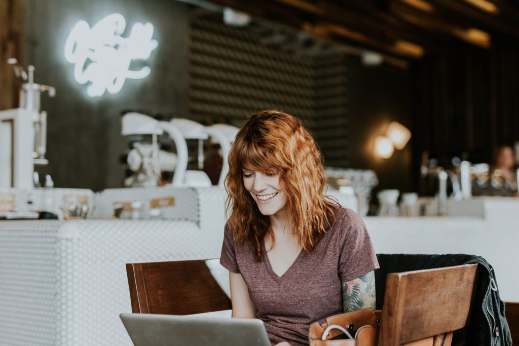 Woman using laptop image